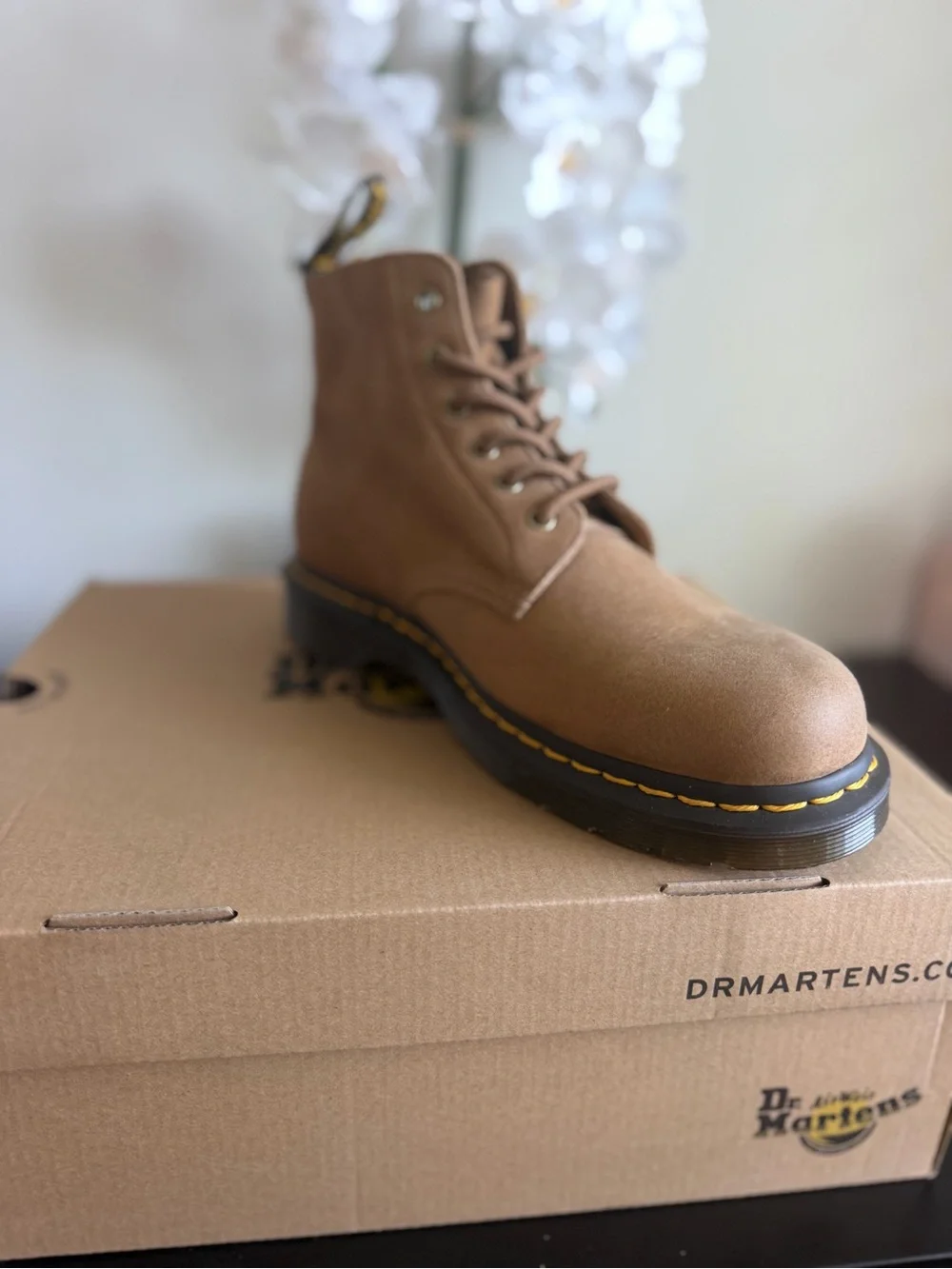 Dr. Martens Tan Nubuck 8-Eye Lace-Up Boots